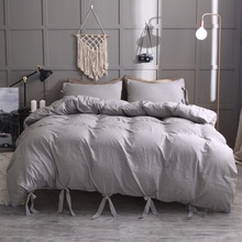 European-Style Gray Solid Color Bedding Set Quilt Cover Duvet Cover Single Queen King Size 2pcs/3pcs Bedding Sets Bed Linen Soft 2024 - buy cheap