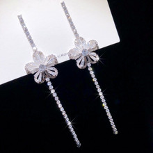 Drop Earrings For Women 925 Needles Temperament Flower Long Tassels Cubic Zirconia Fine Jewelry Bridal Wedding Aretes 2024 - buy cheap