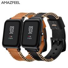 20mm Leather Strap for Xiaomi Huami Amazfit Bip BIT Smart Watch Bracelet for Xiaomi Amazfit Band Strap Genuine Leather Belt 2024 - buy cheap