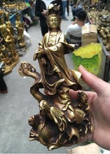 YM-estatua de dragón dorado de bronce chino real, estatua de diosa kwan-yin Quan Yin Guan Yin, 316, 22cm 2024 - compra barato