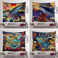 Japanese Tapestry Whale Deer Snake Goldfish Style Tapestry Wall Hangings Sea Wave Wall Tapestries Wall Hanging Room Decor 2024 - buy cheap