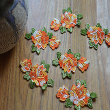 (15Pcs/Lot)Orange Flower Green Leaf Wedding Bridal Embroidery Lace patch Sewing Lace Applique 201691005 2024 - buy cheap