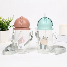 Baby Kids Children Cartoon Animal School Drinking Water Straw Bottle Straw Sippy Cup With Shoulder Strap 420ml 2024 - buy cheap