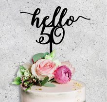 Adorno para tarta de Hello 50 50 50 cumpleaños, adorno para pastel de boda, fiesta de cumpleaños, evento, decoraciones 2024 - compra barato