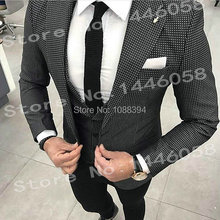 2018 повседневный деловой мужской костюм Terno из 3 предметов, приталенный черно-белый клетчатый блейзер для выпускного вечера, смокинг для мужчин, свадебные костюмы 2024 - купить недорого