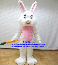White Long Fur Easter Bunny Osterhase Rabbit Hare Mascot Costume Adult Character Ribbon-cutting Kindergarten Pet Shop zx2354 2024 - buy cheap