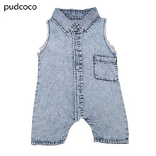 Denim Newborn Baby Turn-down Collar Rompers Sleeveless Summer Boy Girl Cool Jumpsuit Romper Clothes Outfits Kids Clothing 2024 - buy cheap