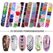 12 Colors Holographic Nail Art Glitter Powder Sequins Decals Set For Fake Nails Tips Decoration Manicure Accessoires Tools 2024 - buy cheap