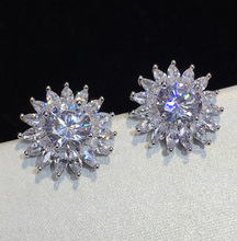 Fashion white AAAAA CZ Crystal Earrings Colorful Flower Cubic Zirconia 925 Stud Earrings Sterling Silver Earrings for Women 2024 - buy cheap