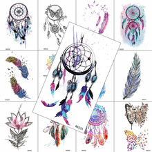 Watercolour Dreamcatcher Temporary Tattoos Sticker For Men Women Body Drawing Arm Tattoo Decal Transferable Feather Tattoo Paper 2024 - buy cheap