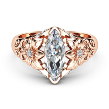 Tisonliz elegante flor anéis de cristal cobre rosa cor do ouro casamento noivado anéis declaração jóias presentes transporte da gota 2024 - compre barato