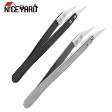 NICEYARD DIY Curved Aimed Tweezer Repair Tool Hand Tool 1pc Ceramic Tweezers  High temperature resistance Stainless Steel Handle 2024 - buy cheap