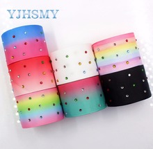 YJHSMY I-181106-177,5yards/lot,38mm Gradient colored diamond Ribbons Thermal transfer Printed grosgrain,DIY wrapping materials 2024 - buy cheap