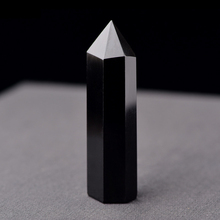 Natural Obsidian Black Obelisk Tower Quartz Stone Point Hexagonal Wand Primal Stone Crystal Basalt Aura Healing Power 2024 - buy cheap