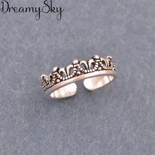 Женское кольцо с короной серебристого цвета, регулируемое Открытое кольцо 2024 - купить недорого