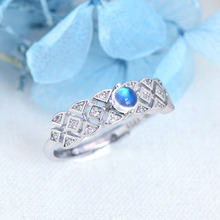 Sri Lanka Azul Moonstone Anel Para Senhora Autêntico 925 Prata Ajustável Anel Fine Jewelry Para O Acoplamento Do Casamento Gift2019 2024 - compre barato