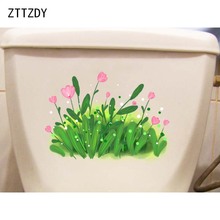 ZTTZDY-pegatinas de pared con dibujos animados de hojas verdes y flores para Habitaciones infantiles, T2-0348 de decoración de inodoro, 26,2x19,5 CM 2024 - compra barato