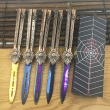 Spider patten Practice knife butterfly  fade rainbow Trainer folding butterfly knife gaming tool knife dull tool no edge gift 2024 - buy cheap