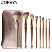 Zoreya marca 8 Uds oro rosa pinceles de maquillaje de pelo sintético cosmético corrector de polvo de mezcla de sombra de ojos maquillaje herramientas 2024 - compra barato