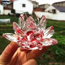 100mm Red Quartz Crystal Glass Lotus Flower Natural Stones and Minerals Feng Shui Crystals flowers For Home wedding Decor crafts 2024 - buy cheap