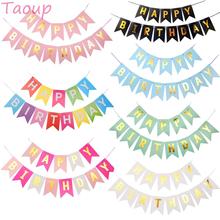 Taoup Paper Gold Letters Happy Birthday Banner Fabric Hanging Flags and Banners Happy Birthday Party Supplies Baby Shower Decor 2024 - buy cheap