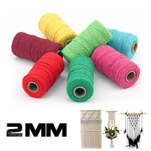 Cordón de macramé de algodón Natural, 2mm y 100M, para decoración artesanal, para colgar en la pared, cordón de algodón para panadero, negro 2024 - compra barato