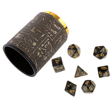 7 наборов многогранных игральных костей для D & D DND RPG MTG + Dice Cup черные вечерние и уличные спортивные настольные игры 2024 - купить недорого