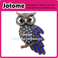 10pcs/lot Rhinestone Animal Vintage Blue Owl Pin Brooch Animal Brooshes for Women 2024 - buy cheap