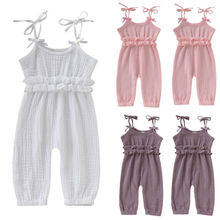 Newborn Baby Girl Jumpsuit Overall Bodysuit Sling Ruffle Solid 3 Color Romper Playsuit Long Pants Trousers Outfits Set 0-24M 2024 - buy cheap