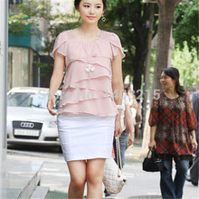 women plus size tops female summer chiffon blouse L XL 2XL 3XL 4XL clothing fashion black pink blouse shirts women Isweeland004 2024 - buy cheap