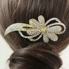 Bridal Wedding Hair accessories Bridal Hair Comb Gold Butterfly Flower Rhinestone Crystal 2024 - buy cheap