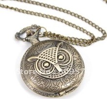 Coupon for wholesale buyer price good quality vintage woman lady girl old style new bronze owl pocket watch necklace with chain 2024 - buy cheap