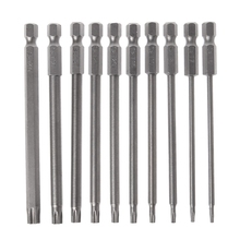 Juego de 10 unidades de vástago hexagonal de 100mm, 1/4 pulgadas, cabezal magnético Torx, conjunto de puntas de destornillador T5-T40 2024 - compra barato