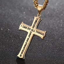 Religious Faith Necklace for Men New Fashion Cross Pendant Necklace Rock Punk Sporty Jewelry Gothic Long Chain Necklace Collares 2024 - buy cheap