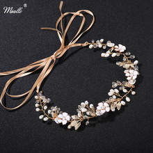 Miallo Leaf Flower Crystal Tiaras Pearls Jewelry Wedding Accessories Hair Vine Handmade Headband Hair Jewelry Gold Sliver Color 2024 - buy cheap