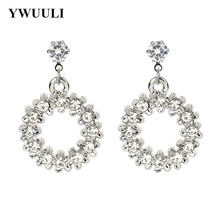 Luxury Korean Style Rhinestone Round Dangle Earrings Women Temperament Geometric Circle Earrings Vintage Fashion Jewelry RY462 2024 - buy cheap