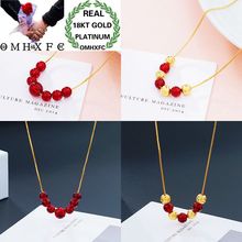 Mhxfc atacado europeu moda mulher feminino festa de aniversário casamento presente vermelho ágata grânulos verdadeiro 18kt ouro pingente colar nl129 2024 - compre barato