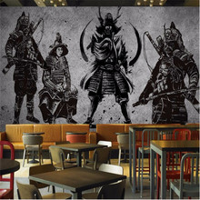 Custom wallpaper large-scale retro hand-painted Japanese style samurai cement wall decorative painting waterproof material 2024 - buy cheap