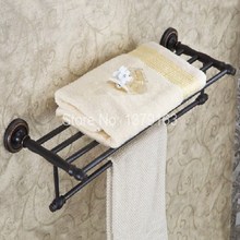 Toallero grande de bronce frotado con aceite negro, soporte de pared para baño, barra de toalla, Riel, estante aba210 2024 - compra barato