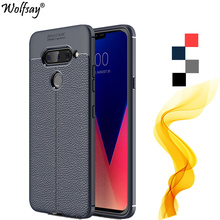 Fabricante de capas para lg v40 thinq, capa protetora de silicone, litchi com estampa de couro para lg v40 capa para lg v40 thinq coque 2024 - compre barato