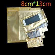 8*13cm Golden / Clear Self Sealed Zipper Plastic Retail Packaging Pack Bag Zip Lock Storage Bag Retail Package With Hang Hole 2024 - buy cheap