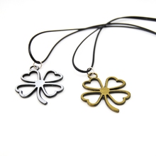 Creative Retro Gold Clover Leather Chain Choker Necklace For Women Vintage Silver Flower Pendant Necklace Female Jewelry Gift 2024 - buy cheap