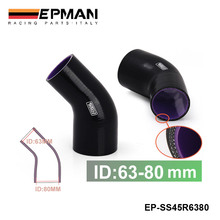 EPMAN - 2.5"-3 1/8" 63mm-80mm 4-Ply Silicone 45 Degree Elbow Reducer Hose BLACK For BMW MINI COOPER S JCW W11 R52 EP-SS45R6380 2024 - buy cheap