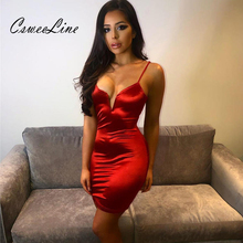 New Arrival Sexy Bodycon Mini Dress V Neck Chic Summer 2019 Satin Dresses Vestidos Spaghetti Strap Women Sheath Club Party Dress 2024 - buy cheap