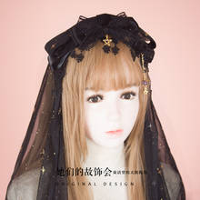 Princess sweet lolita Manual Black Bow Headband GSH139 2024 - buy cheap