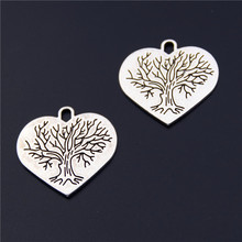 Pingente árvore cor de prata, pingente em forma de coração, amigos, joias, acessórios diy a2473, 15 peças 2024 - compre barato