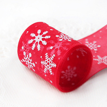 Cinta de Organza de copo de nieve rojo, 5 yardas, 40mm, nudo de lazo artesanal, envoltura de regalo, decoración de cintas de Navidad para fiesta, año nuevo, P012 2024 - compra barato