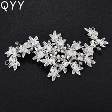 QYY-Diadema nupcial con perlas de Color plateado, accesorios para el cabello de boda hechos a mano, cuentas de cristal, diamantes de imitación 2024 - compra barato
