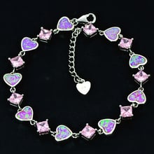 Wholesale & Retail Fashion Fine Rinbow & Pink Fire Opal Bracelet 925 Sterling Sliver Jewelry For Women _DSC3151 2024 - buy cheap