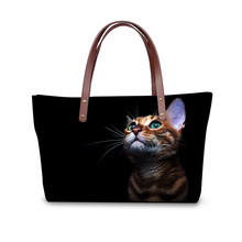 3D Animal Cat Pattern Shoulder Handbags for Women Casual Ladies Black Messenger Bag Big Capacity Crossbody Bag Totes 2024 - buy cheap